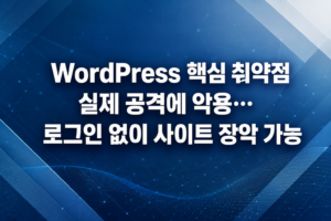 WordPress 핵심 취약점이 실제 공격에 악용돼 로그인 없이 사이트 장악이 가능하다는 내용을 다룬 대표 이미지